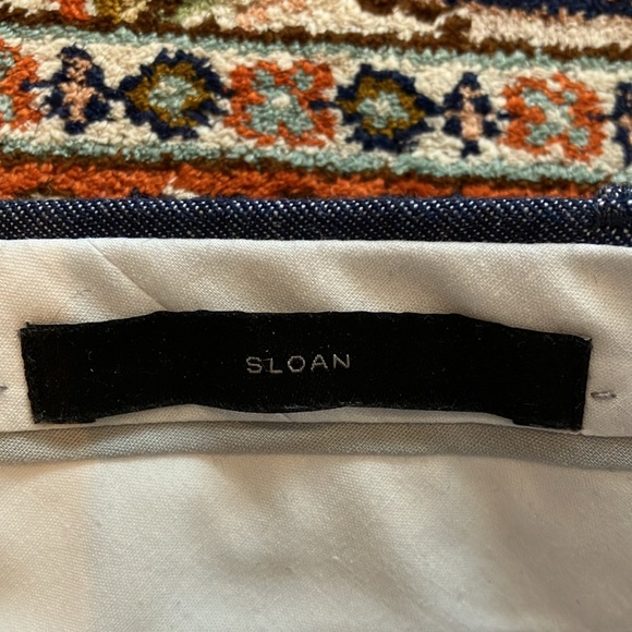 Banana Sloan pants in navy and white cotton blend. - Picture 10 of 13